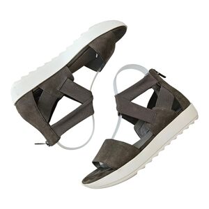 Eileen Fisher Kash Tumbled Nubuck Leather Sneaker Sandal  Womens 7 Khaki